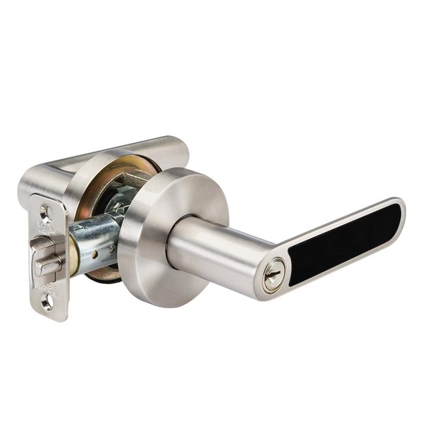 Yale Real Living YH Collection Kincaid Lever with Black Inlay and Flat Round Rose Keyed Entry Lock with Kwikset Keywa YR71KCBFR619